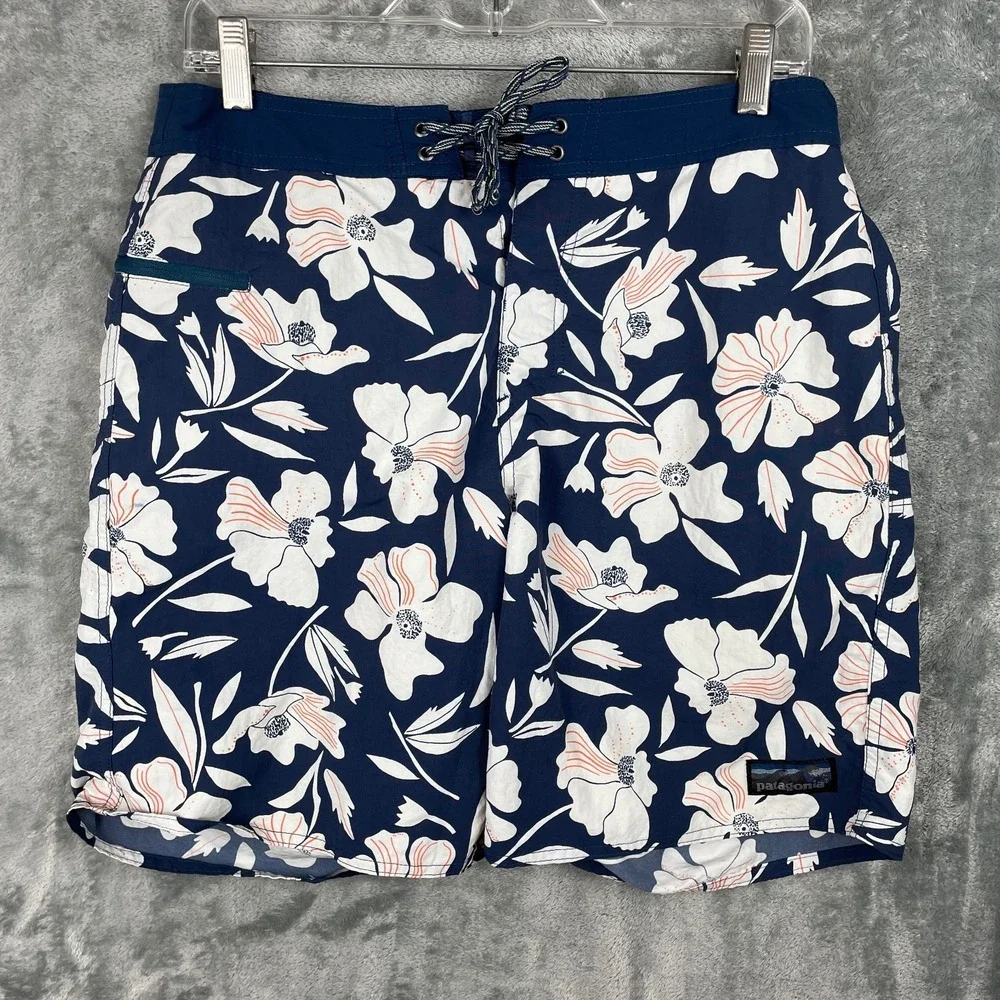 Patagonia Wavefarer Board Shorts Mens 32 Zip Pocket Hawaiian Unlined Swim Trunks